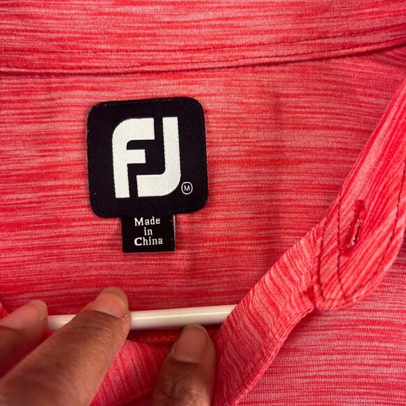 FJ FootJoy Men's Medium Golf Polo Performance Preppy Real Men Wear Pink Marbled - Picture 6 of 9